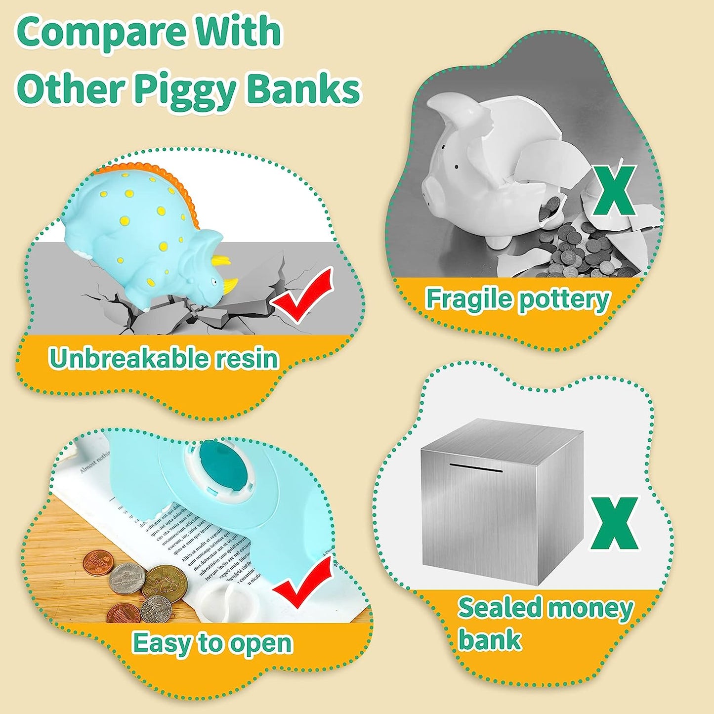 Lovely Dinosaur Piggy Bank for Kids