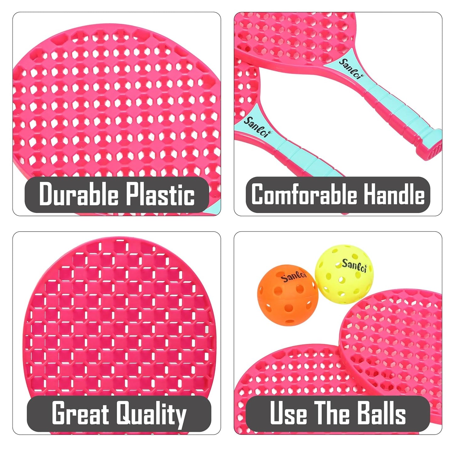 Paddle Ball Game Set with 2 Balls, Indoor Outdoor Play Set for Kids 3+ Years