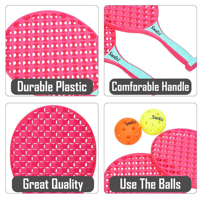 Paddle Ball Game Set with 2 Balls, Indoor Outdoor Play Set for Kids 3+ Years