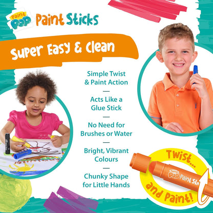 Paint Sticks For Kids - 12 Pack Assorted Colours - Twist & Paint