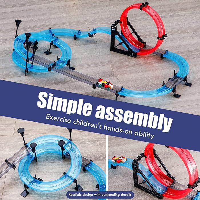 63 Pcs Magnetic Car Race Track Sets For Kids 6+