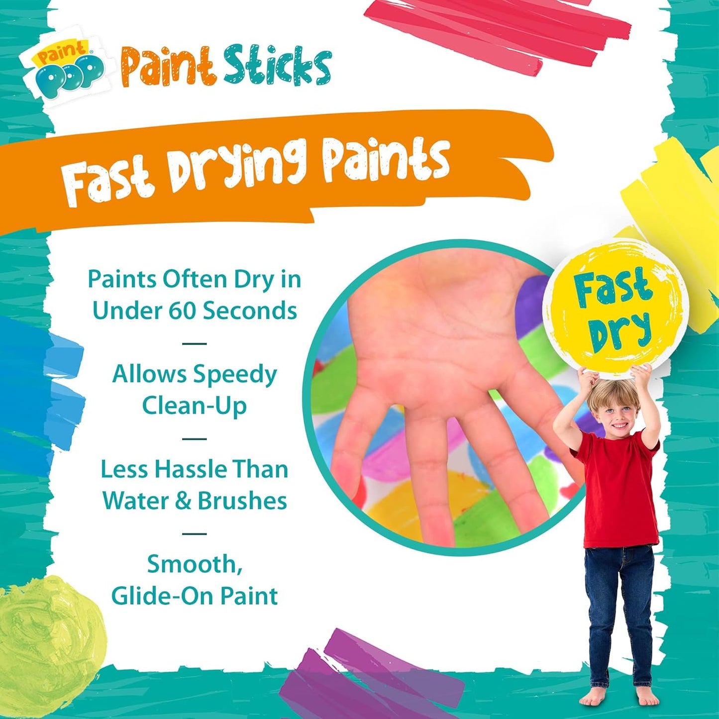 Paint Sticks For Kids - 12 Pack Assorted Colours - Twist & Paint