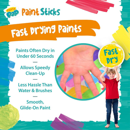Paint Sticks For Kids - 12 Pack Assorted Colours - Twist & Paint