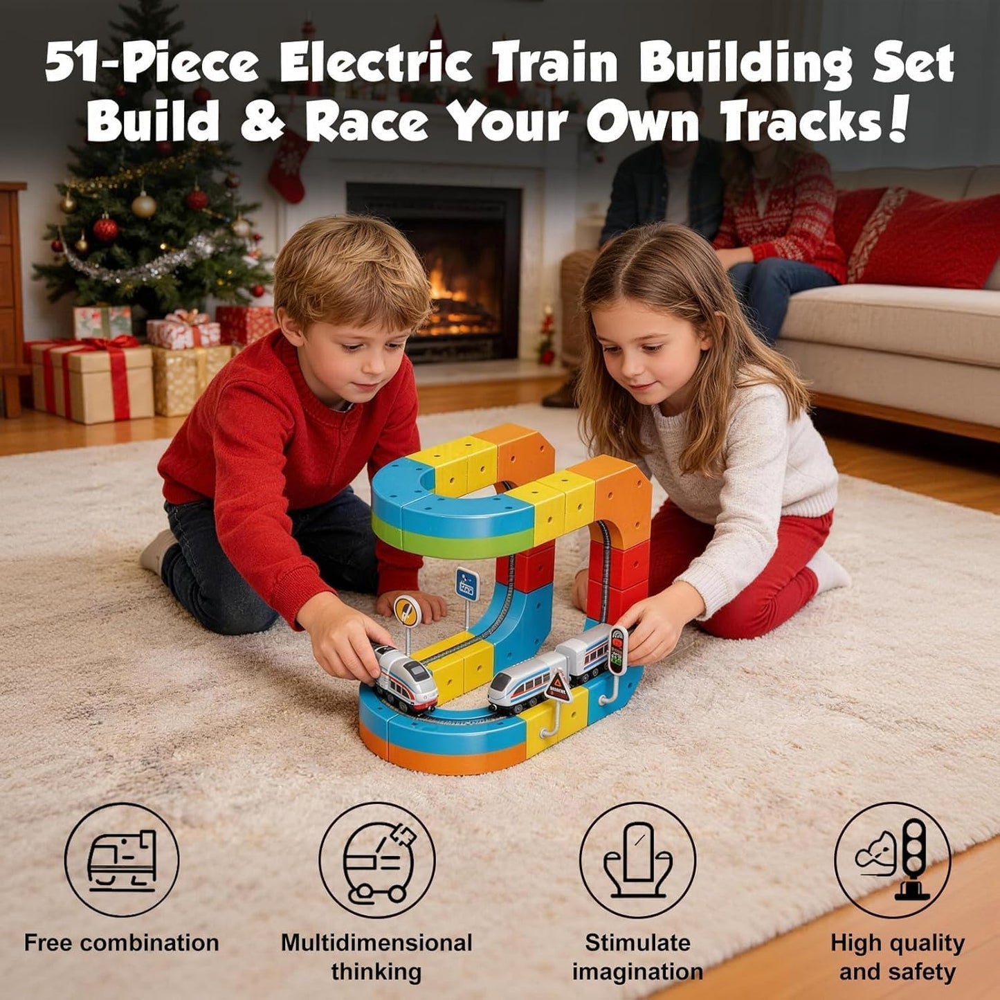 DIY Cube Track Magic Rail Train Set Of 51 Pcs