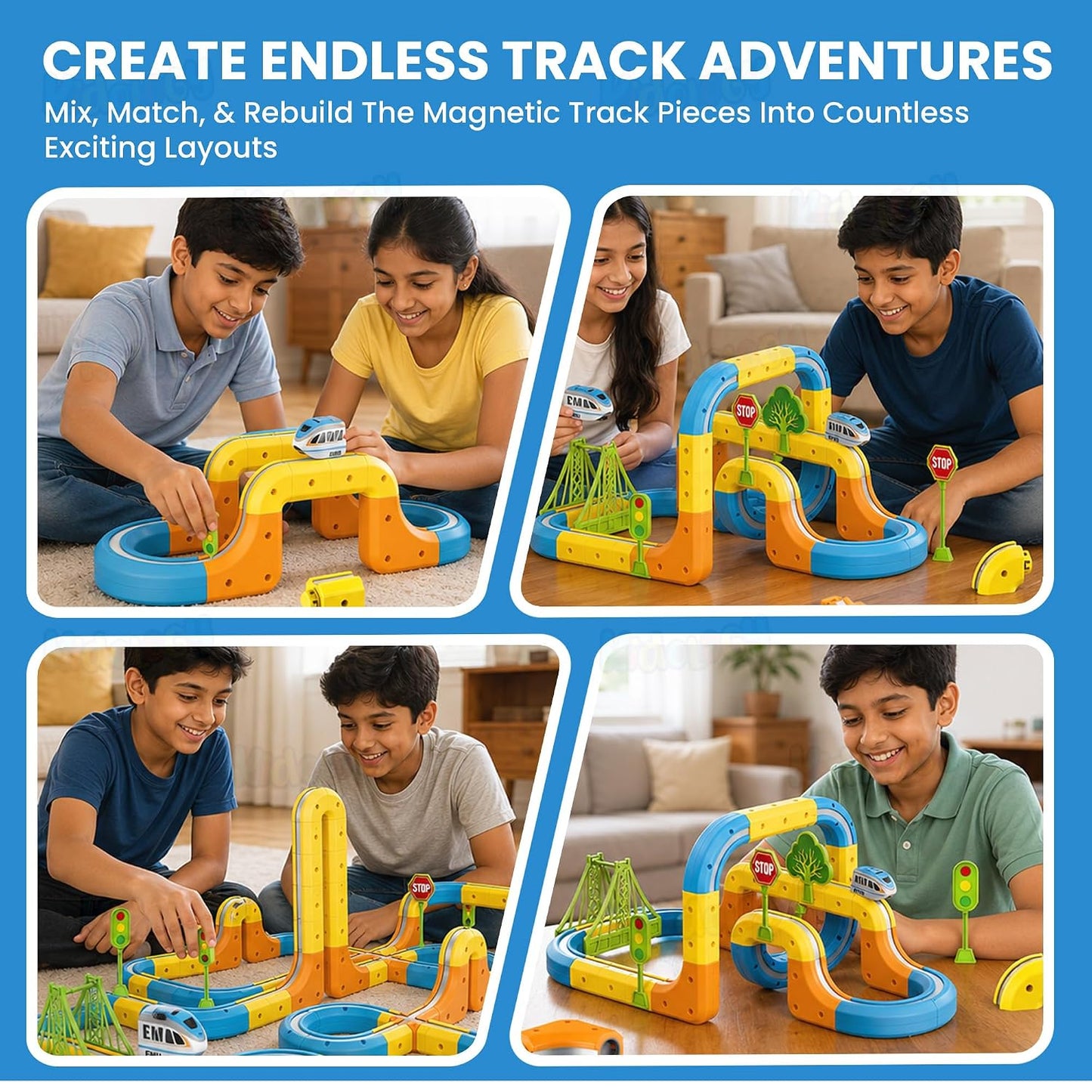 Kidology 108Pcs Magnetic Train Track Set for Kids
