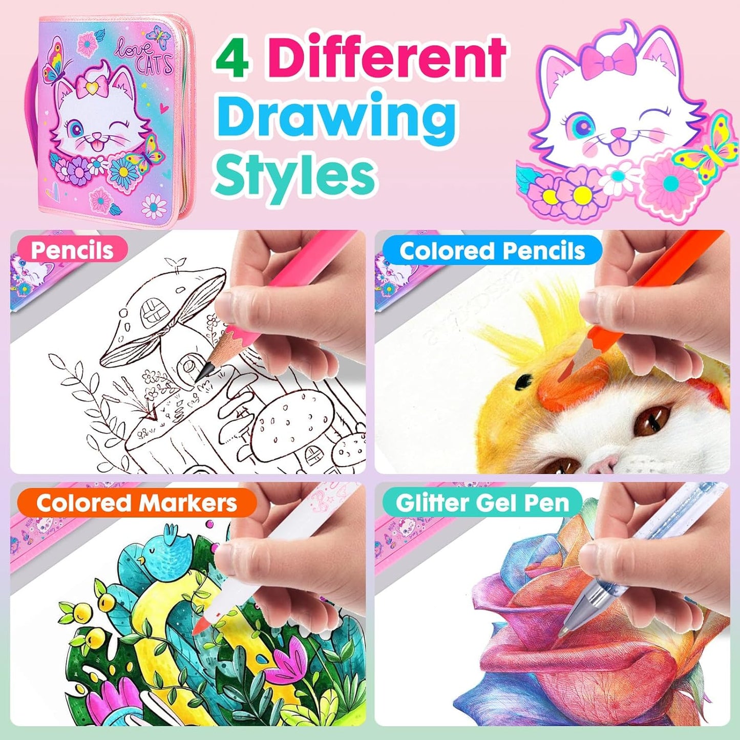 Stationery Art Coloring Set - Zip It Pencil Case