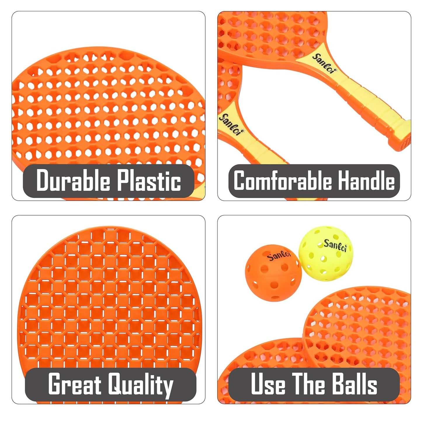 Paddle Ball Game Set with 2 Balls, Indoor Outdoor Play Set for Kids 3+ Years