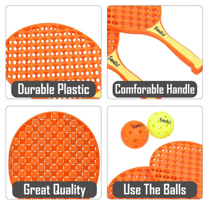 Paddle Ball Game Set with 2 Balls, Indoor Outdoor Play Set for Kids 3+ Years