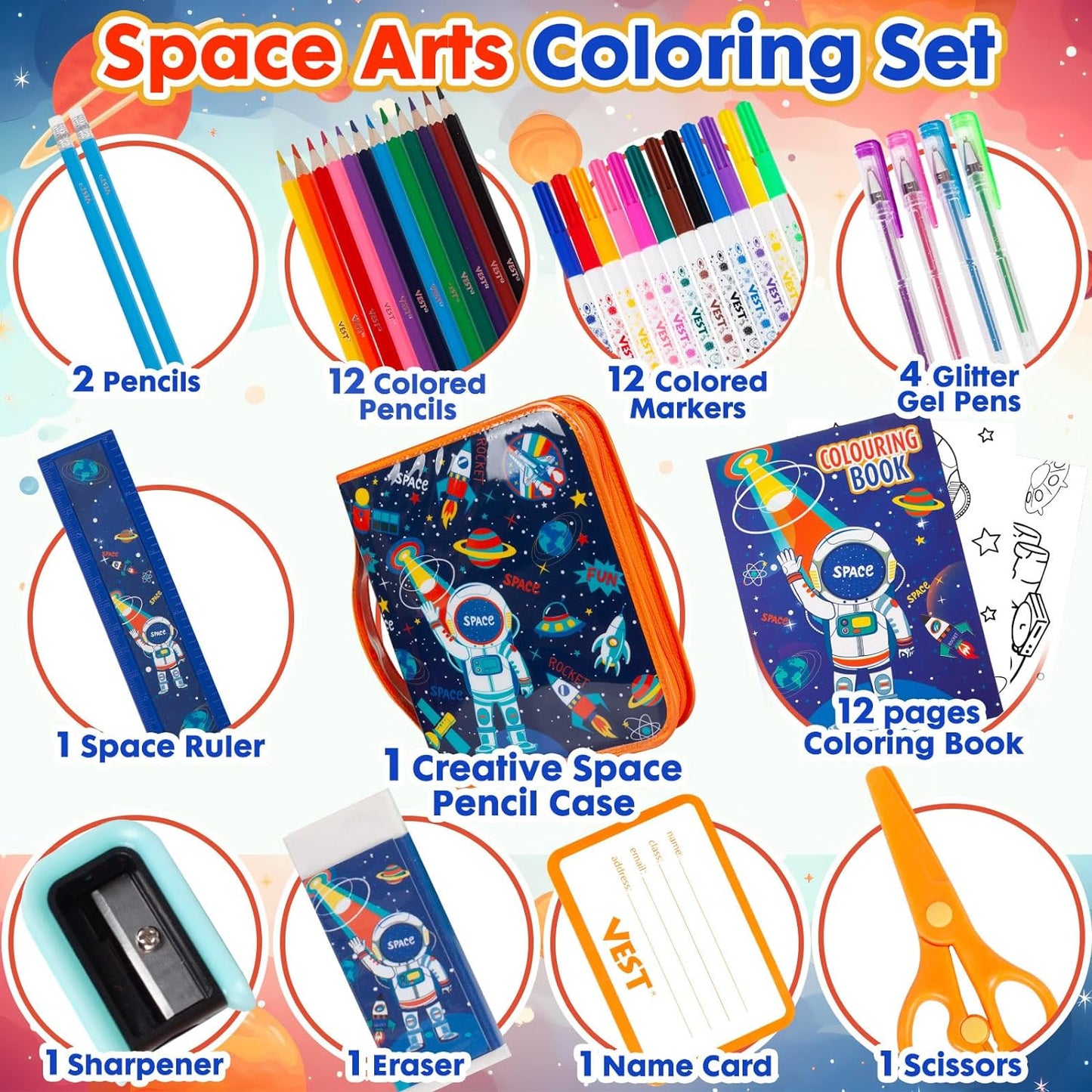 Stationery Art Coloring Set - Zip It Pencil Case