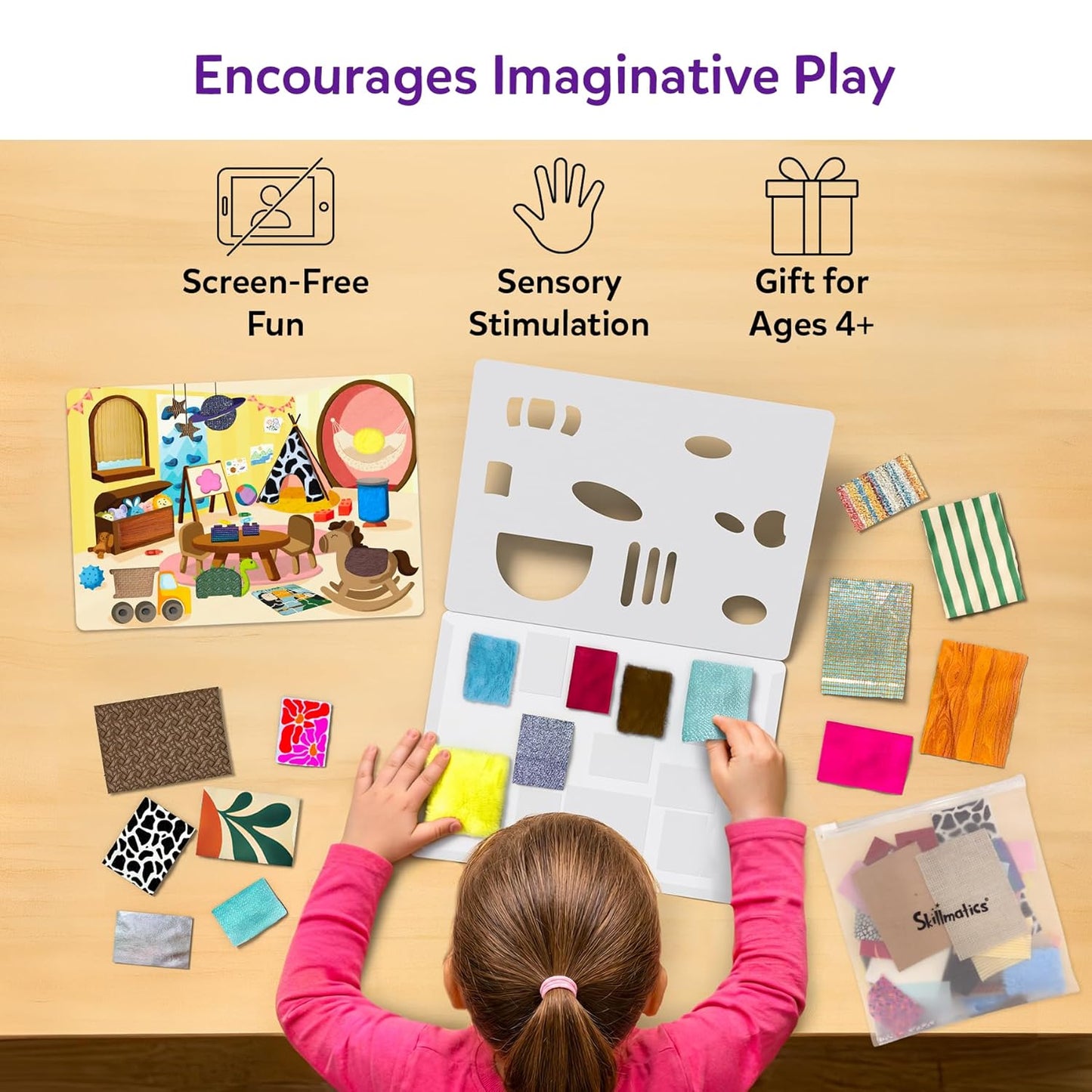 Skillmatics Fab Tabs – Sensory & Tactile Fabric Art & Craft Kit for Kids