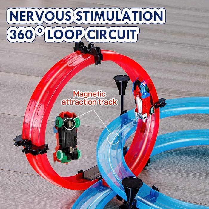 63 Pcs Magnetic Car Race Track Sets For Kids 6+