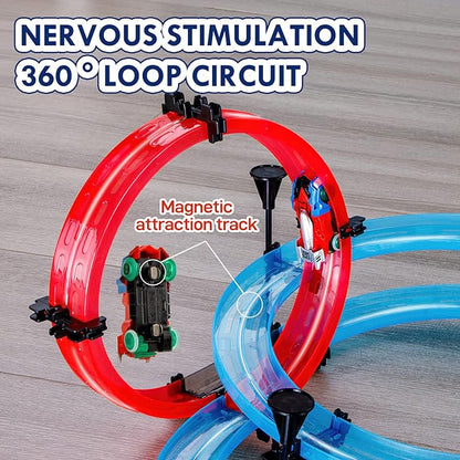 63 Pcs Magnetic Car Race Track Sets For Kids 6+