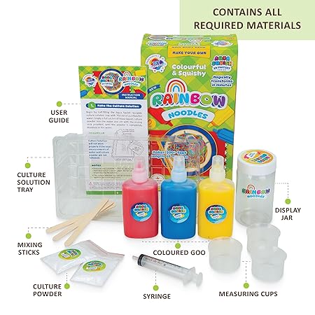 🌈 Rainbow Noodles Aqua Squish DIY Science Kit | Make 200+ ft of Colorful, Squishy Noodles