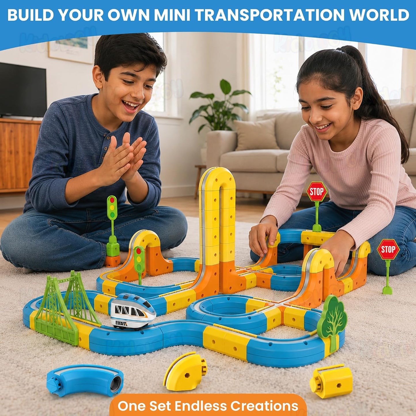 Kidology 108Pcs Magnetic Train Track Set for Kids