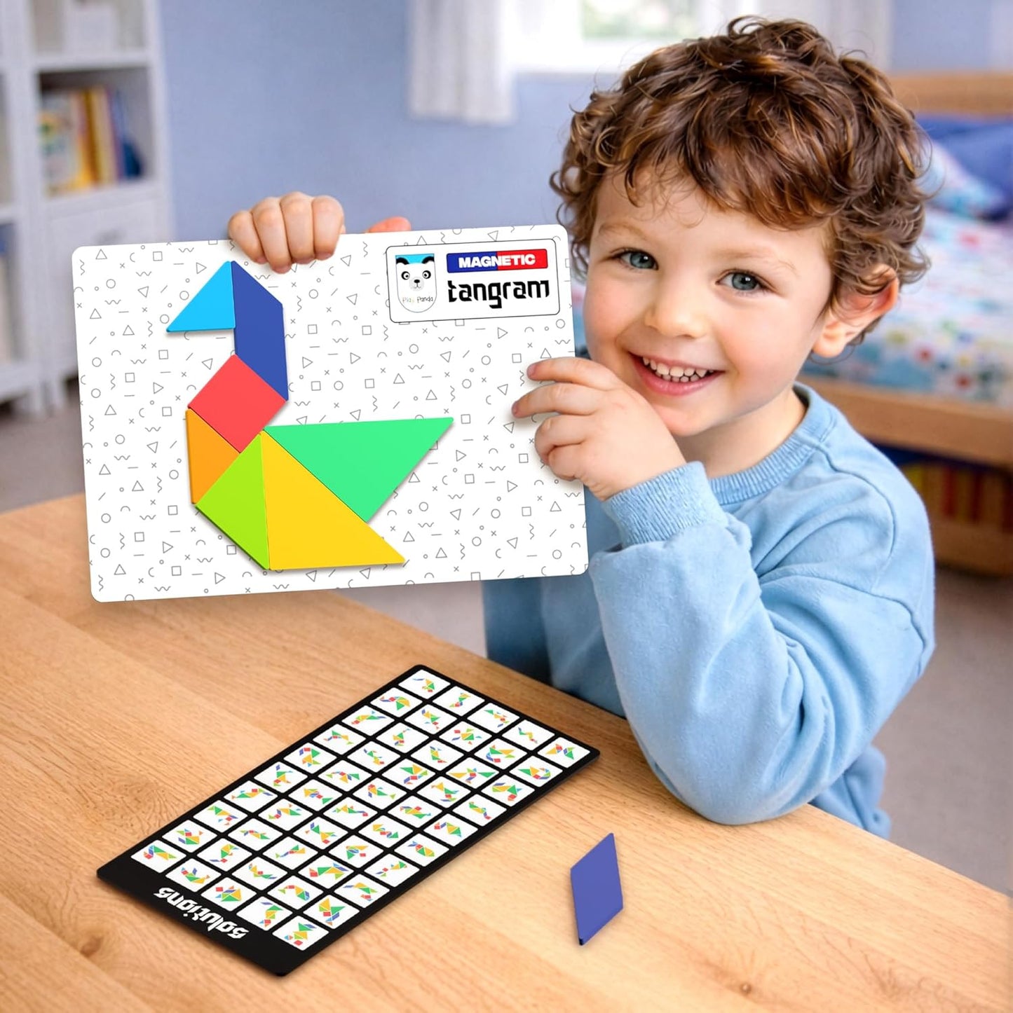 Tangram Brain Teaser Magnetic Puzzle Board Game for Kids