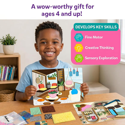 Skillmatics Fab Tabs – Sensory & Tactile Fabric Art & Craft Kit for Kids