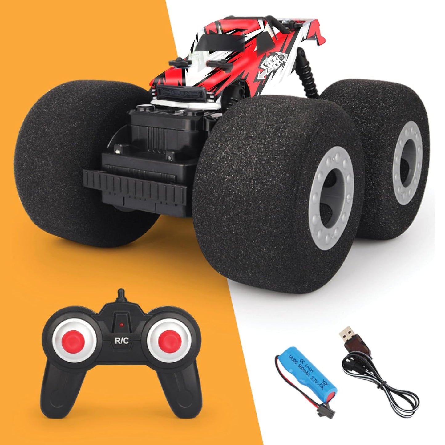 🚗💨Remote control Monster Stunt Truck – High-Speed, 360° Spinning Fun for Kids 6+!