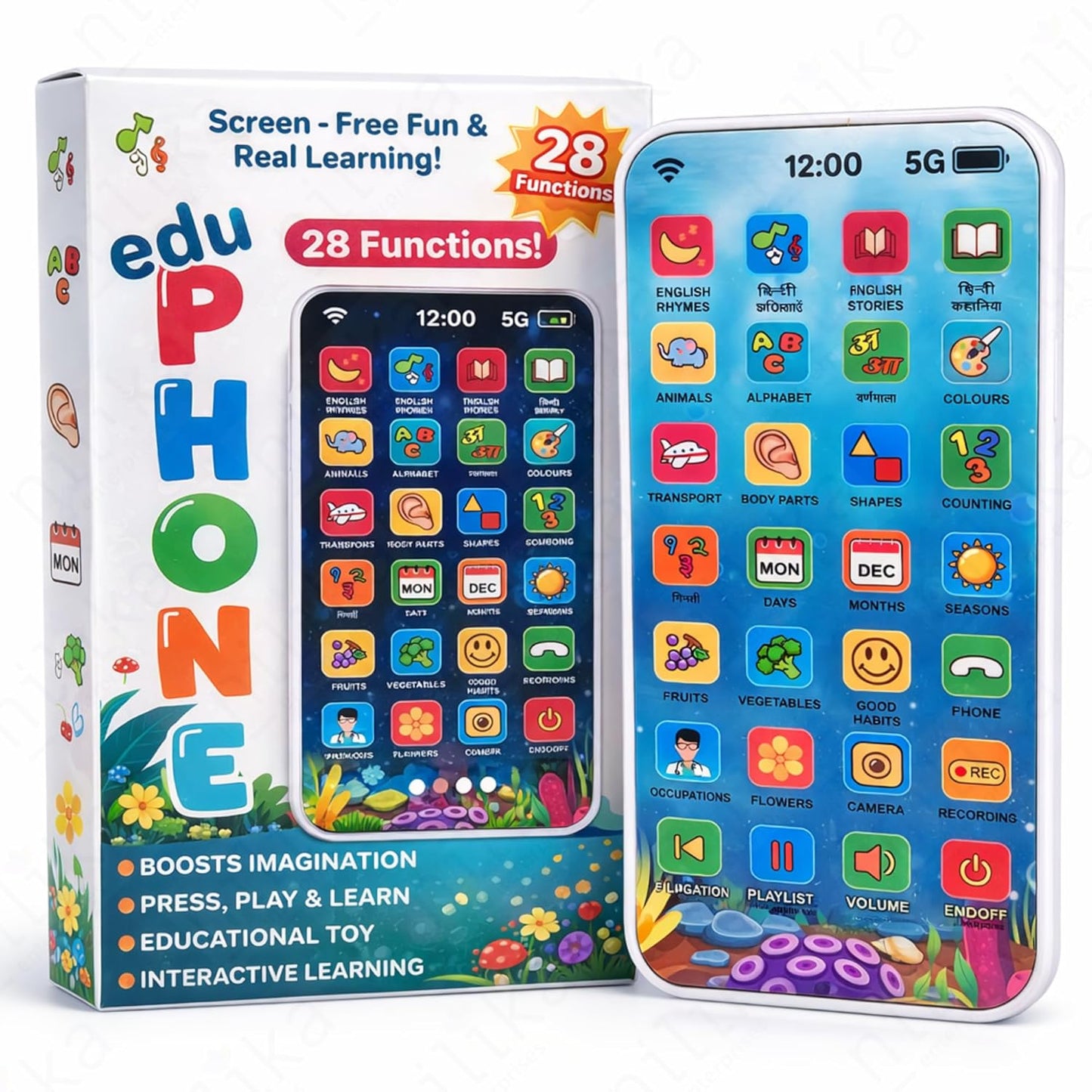 Educational Phone Toy for 2-12 Years Kids Rechargeable 24 Modes Talking Baby Smart Phone
