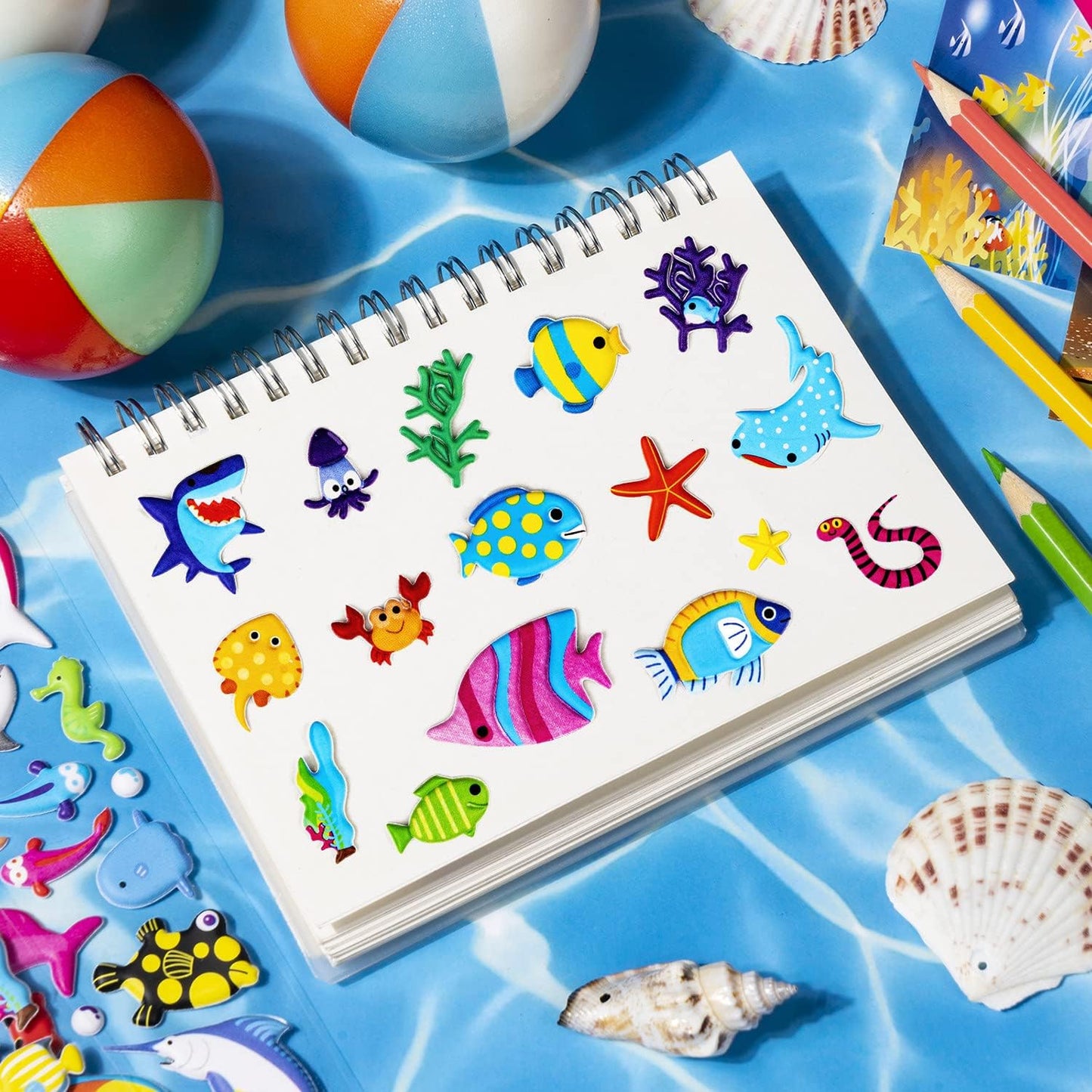 Under Sea Animal Puffy Stickers - 4 Different Sheets 200+Stickers