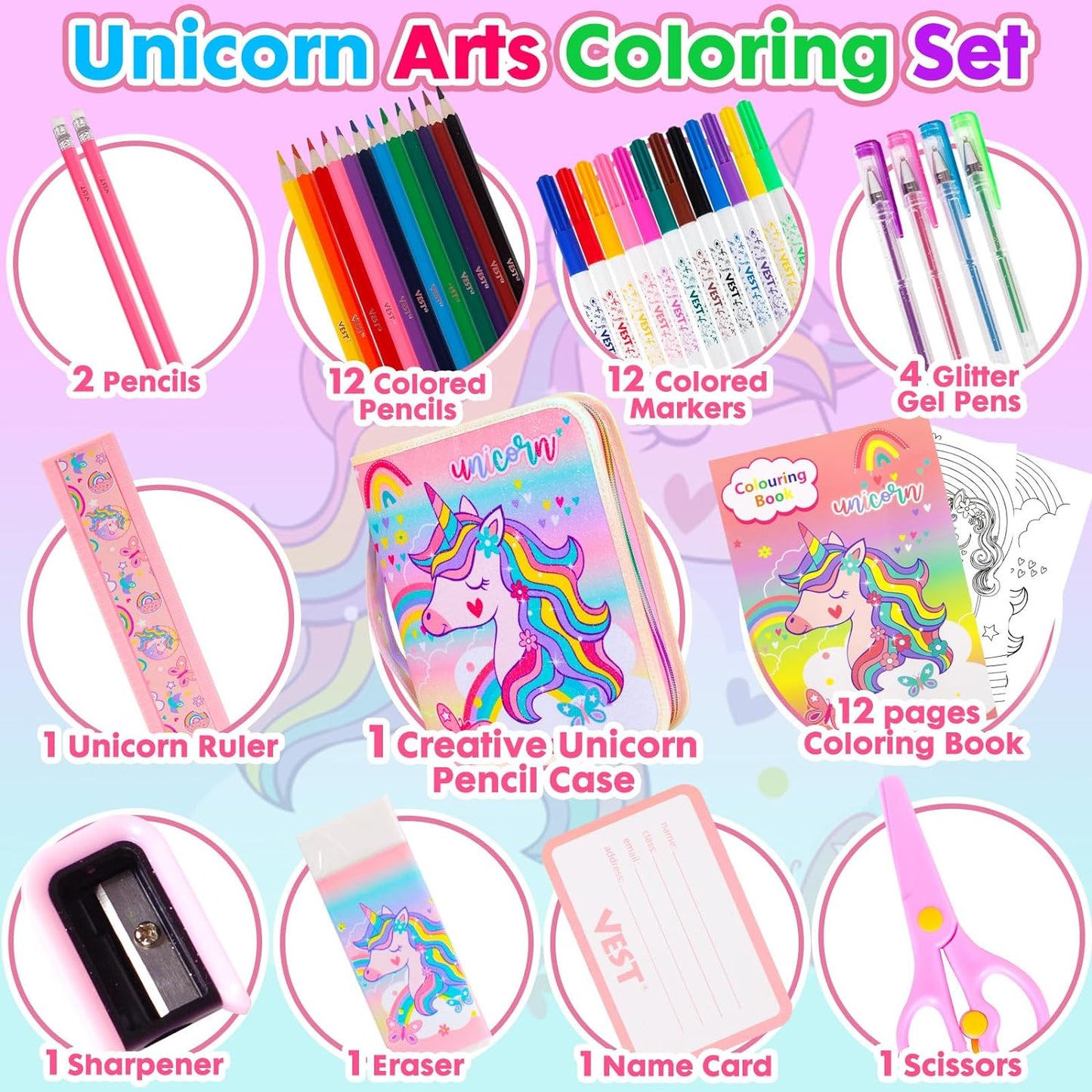 Stationery Art Coloring Set - Zip It Pencil Case