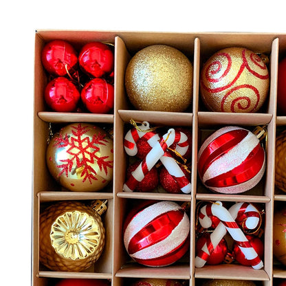 44 Pcs Red & Gold Baubles