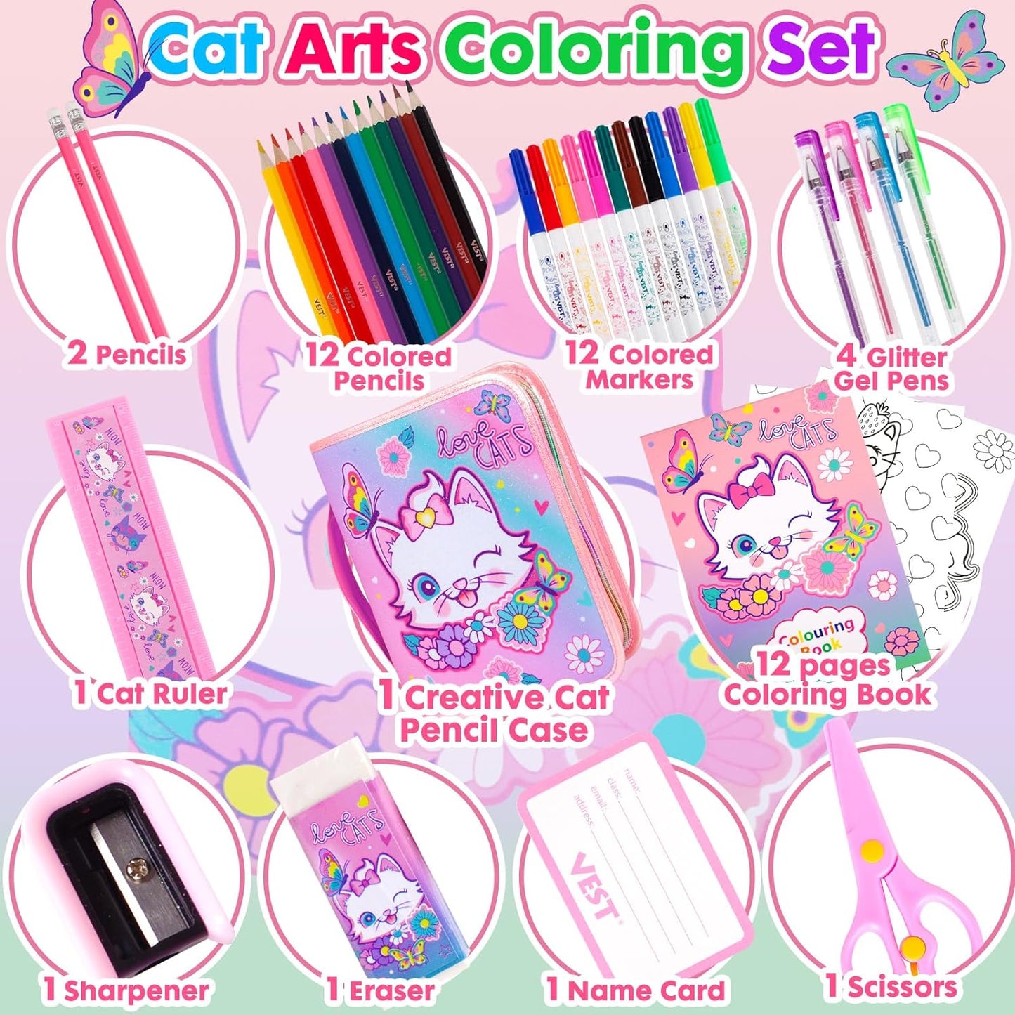 Stationery Art Coloring Set - Zip It Pencil Case