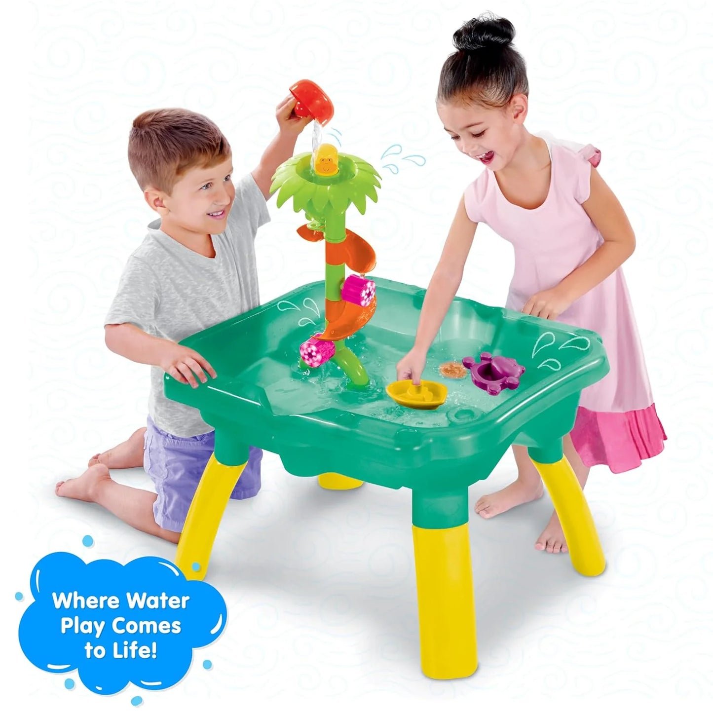 Splash & Fun Water Play Table | Interactive Sensory Toy for Toddlers | Includes Floating Toys & Water Wheels | Indoor & Outdoor Playset