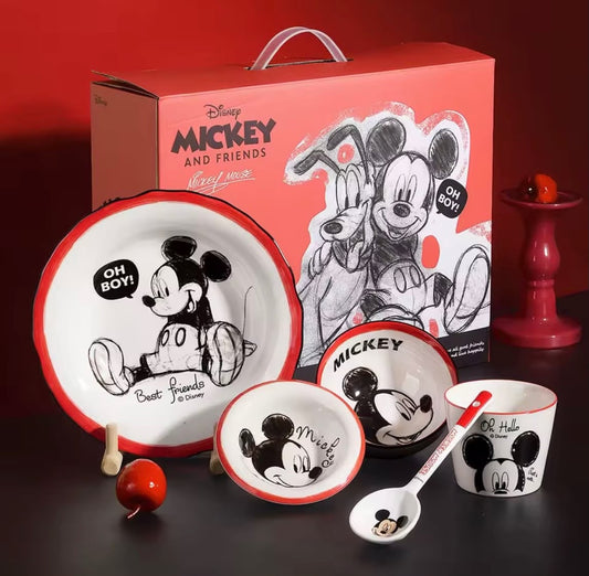 Disney Mickey & Friends 5-Piece Ceramic Dinnerware Set for Kids
