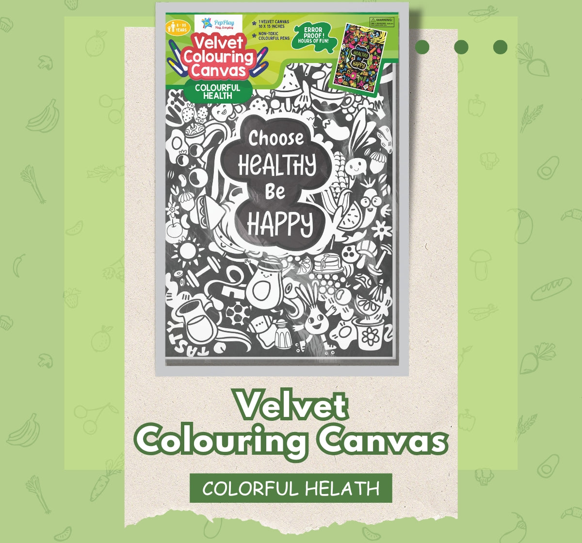 PEPPLAY VELVET COLOURING POSTERS - COLOURFUL HEALTH
