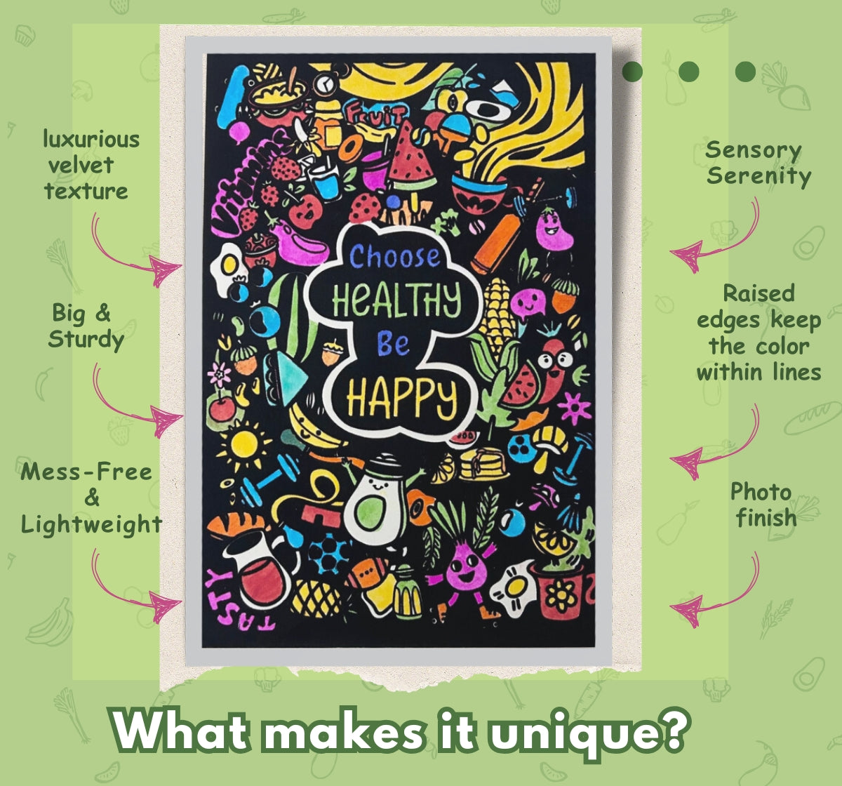 PEPPLAY VELVET COLOURING POSTERS - COLOURFUL HEALTH