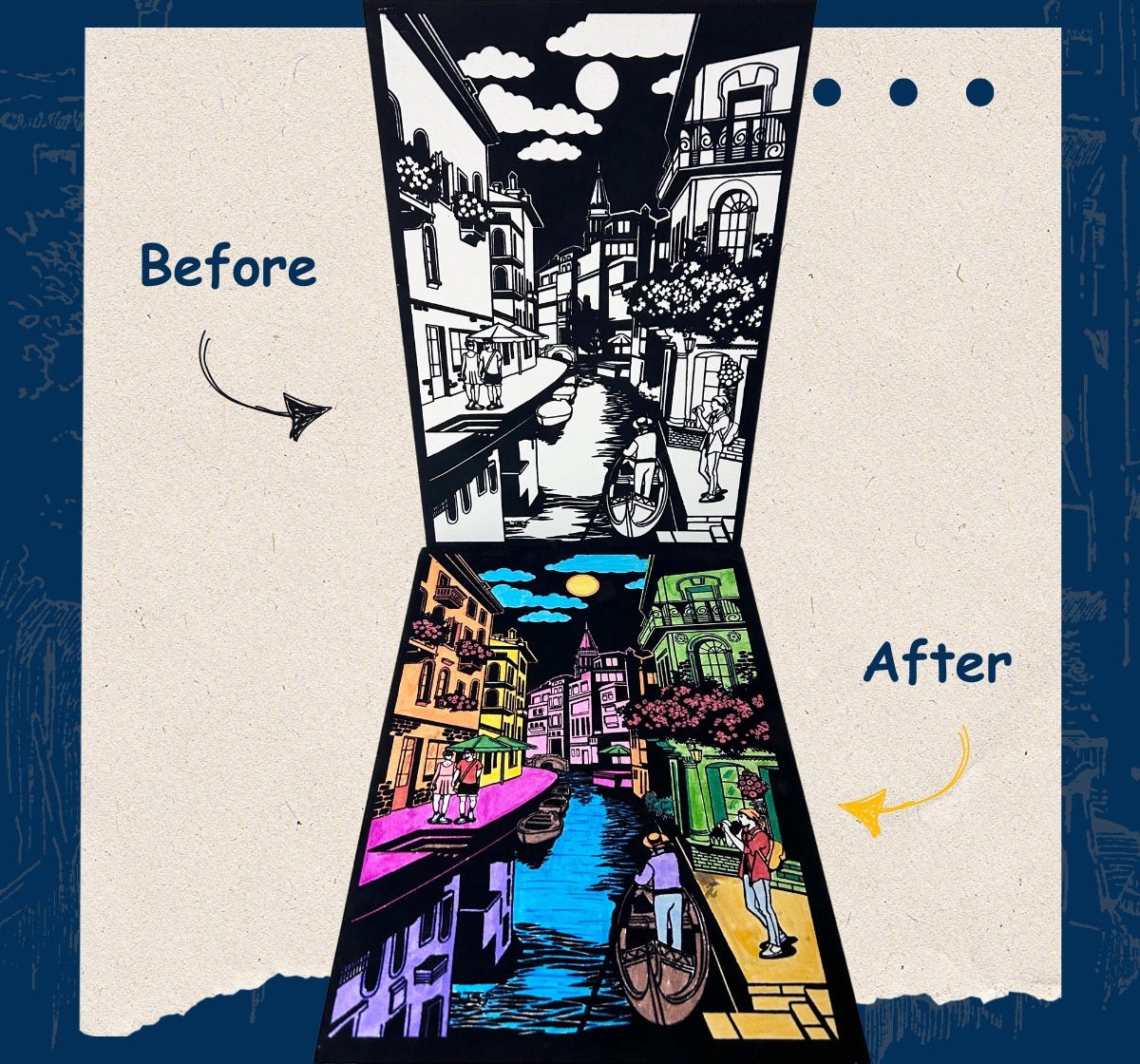 PEPPLAY VELVET COLOURING POSTERS - CITY ON WATER