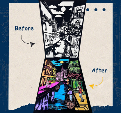 PEPPLAY VELVET COLOURING POSTERS - CITY ON WATER