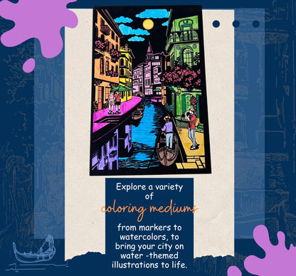 PEPPLAY VELVET COLOURING POSTERS - CITY ON WATER