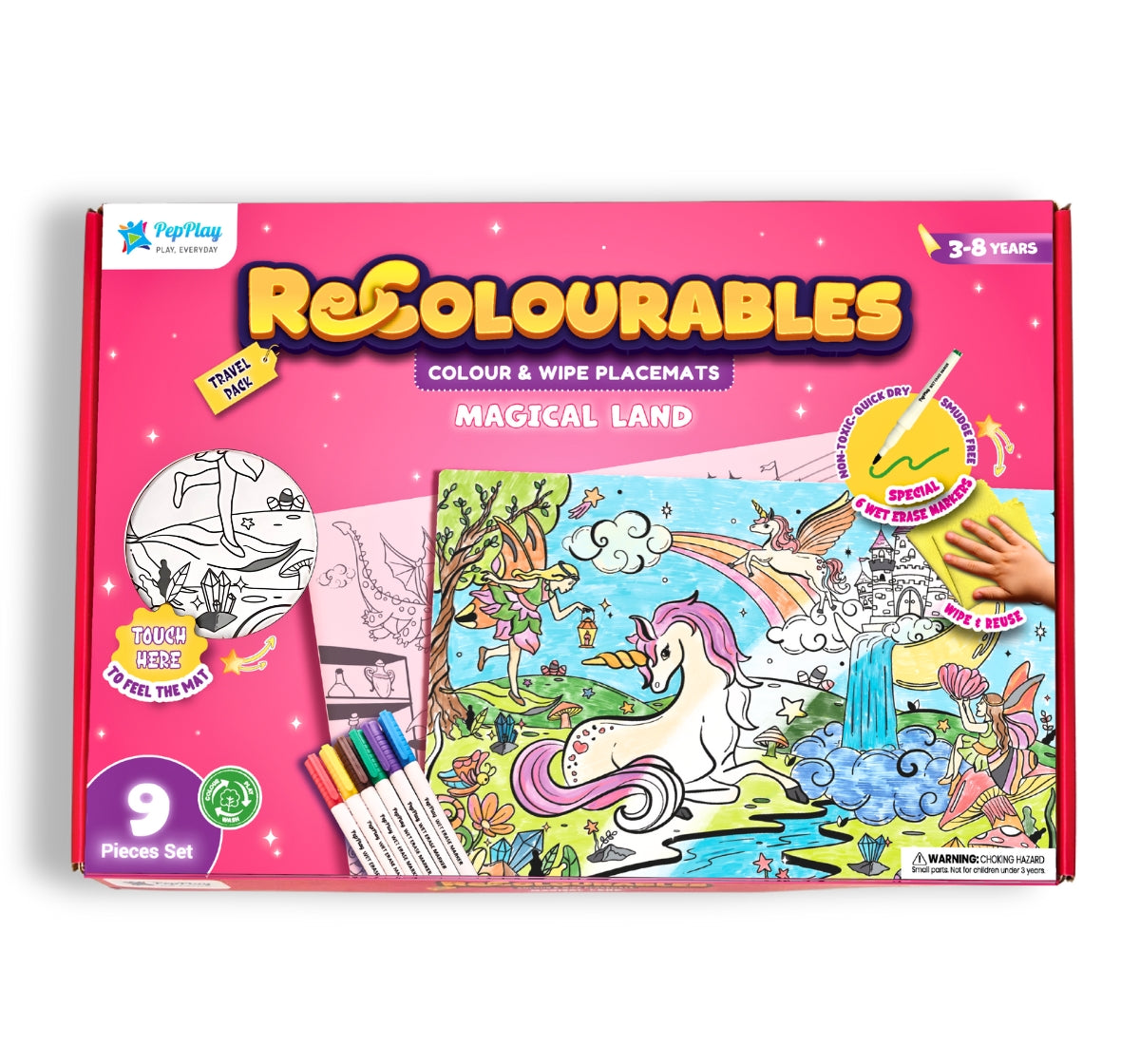 PEPPLAY RECOLOURABLES COLOUR & WIPE PLACEMATS - MAGICAL LAND