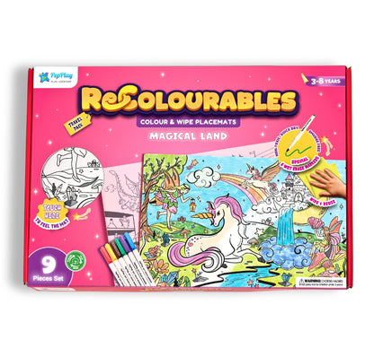 PEPPLAY RECOLOURABLES COLOUR & WIPE PLACEMATS - MAGICAL LAND