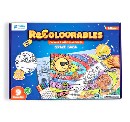PEPPLAY RECOLOURABLES COLOUR & WIPE PLACEMATS - SPACE SAGA