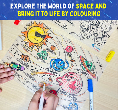 PEPPLAY RECOLOURABLES COLOUR & WIPE PLACEMATS - SPACE SAGA