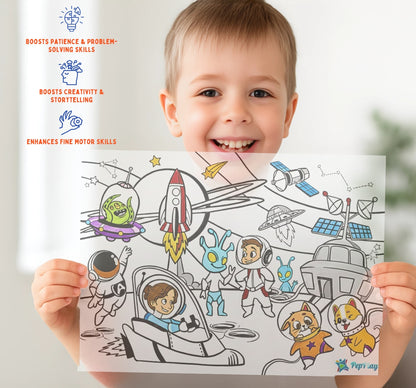 PEPPLAY RECOLOURABLES COLOUR & WIPE PLACEMATS - SPACE SAGA