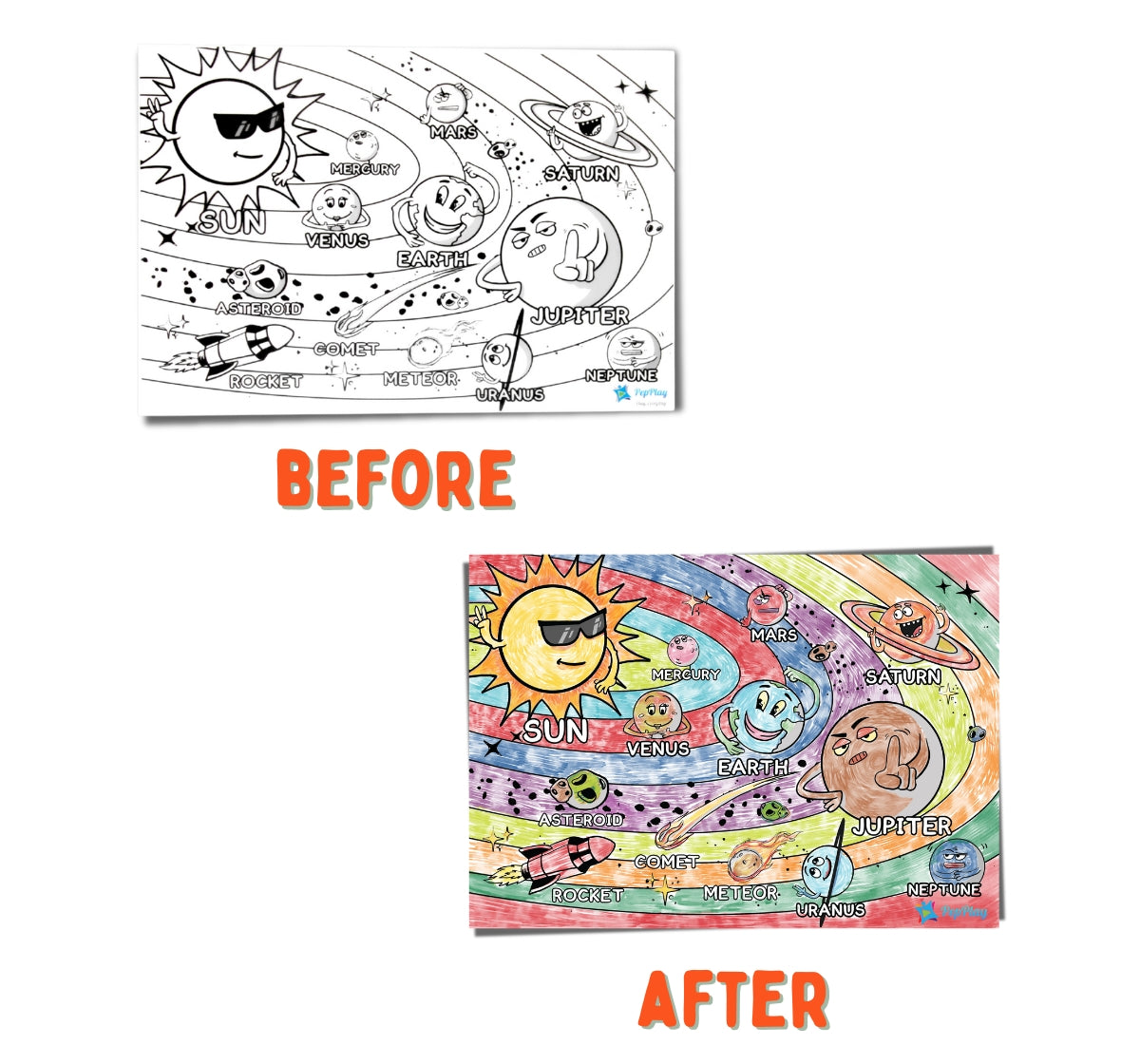 PEPPLAY RECOLOURABLES COLOUR & WIPE PLACEMATS - SPACE SAGA