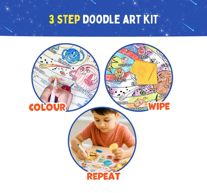 PEPPLAY RECOLOURABLES COLOUR & WIPE PLACEMATS - SPACE SAGA