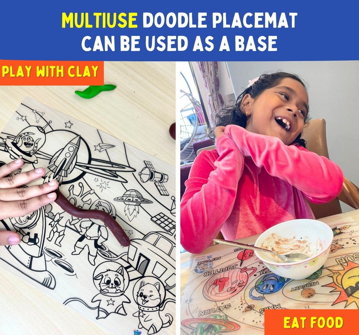 PEPPLAY RECOLOURABLES COLOUR & WIPE PLACEMATS - SPACE SAGA