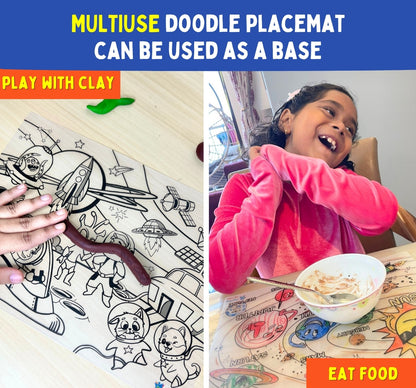 PEPPLAY RECOLOURABLES COLOUR & WIPE PLACEMATS - SPACE SAGA