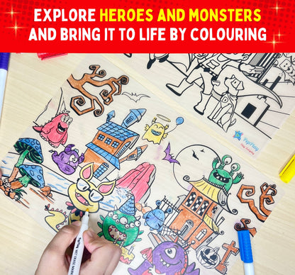 PEPPLAY RECOLOURABLES COLOUR & WIPE PLACEMATS - SUPER POWER