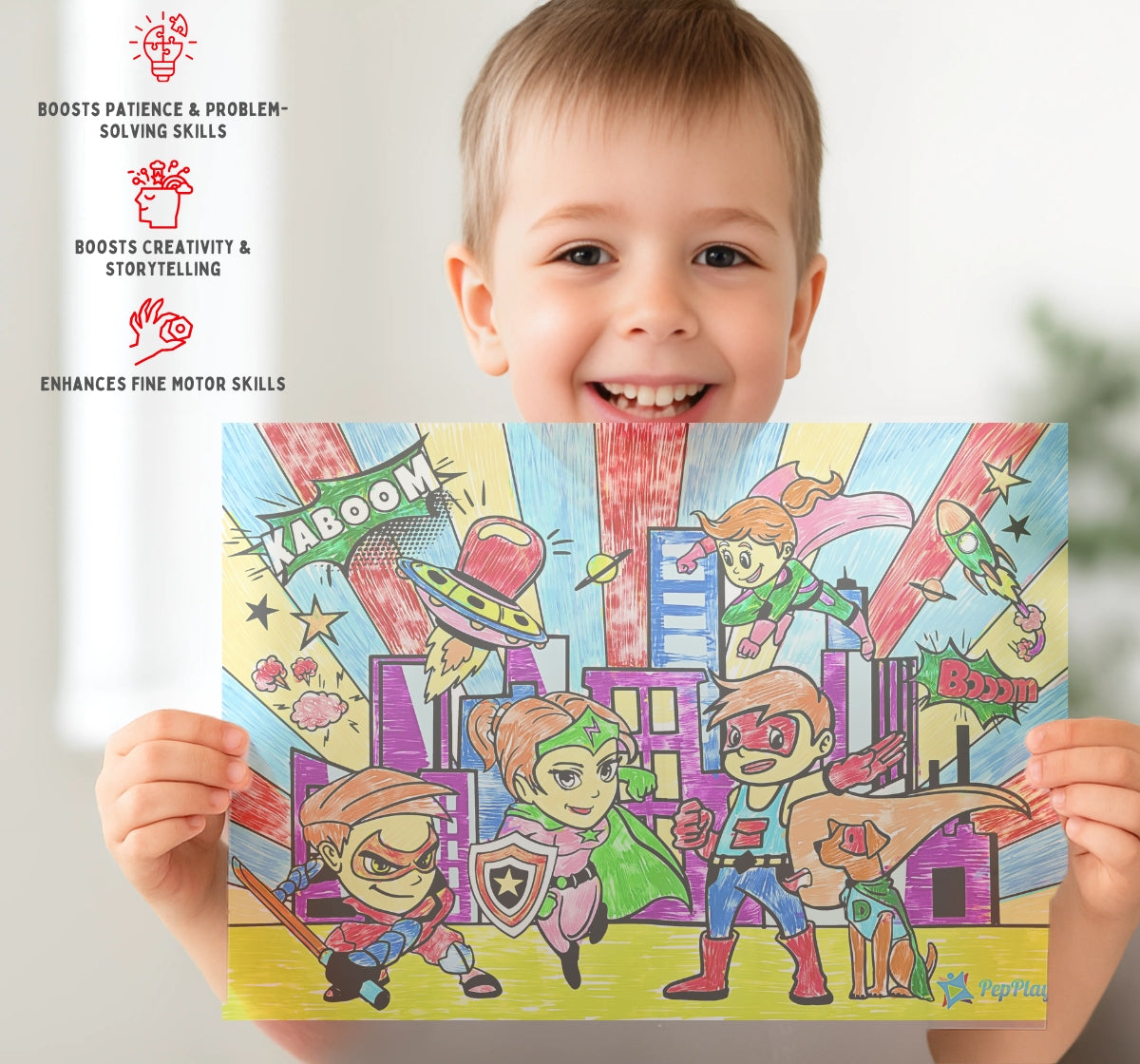 PEPPLAY RECOLOURABLES COLOUR & WIPE PLACEMATS - SUPER POWER