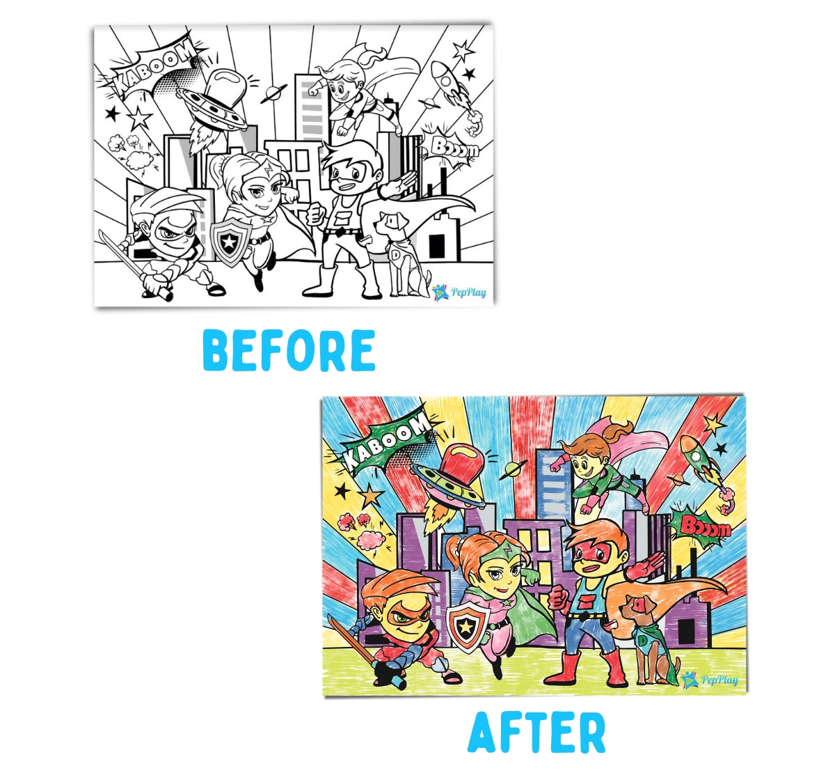 PEPPLAY RECOLOURABLES COLOUR & WIPE PLACEMATS - SUPER POWER