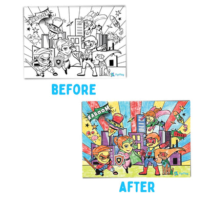 PEPPLAY RECOLOURABLES COLOUR & WIPE PLACEMATS - SUPER POWER