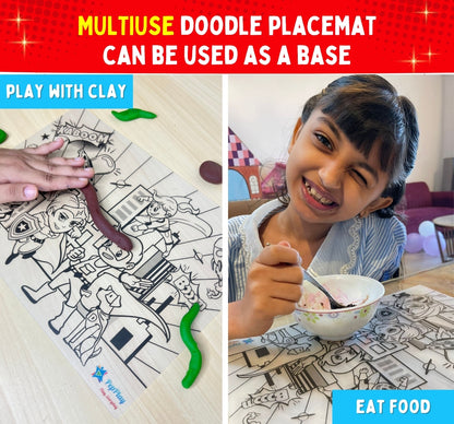 PEPPLAY RECOLOURABLES COLOUR & WIPE PLACEMATS - SUPER POWER