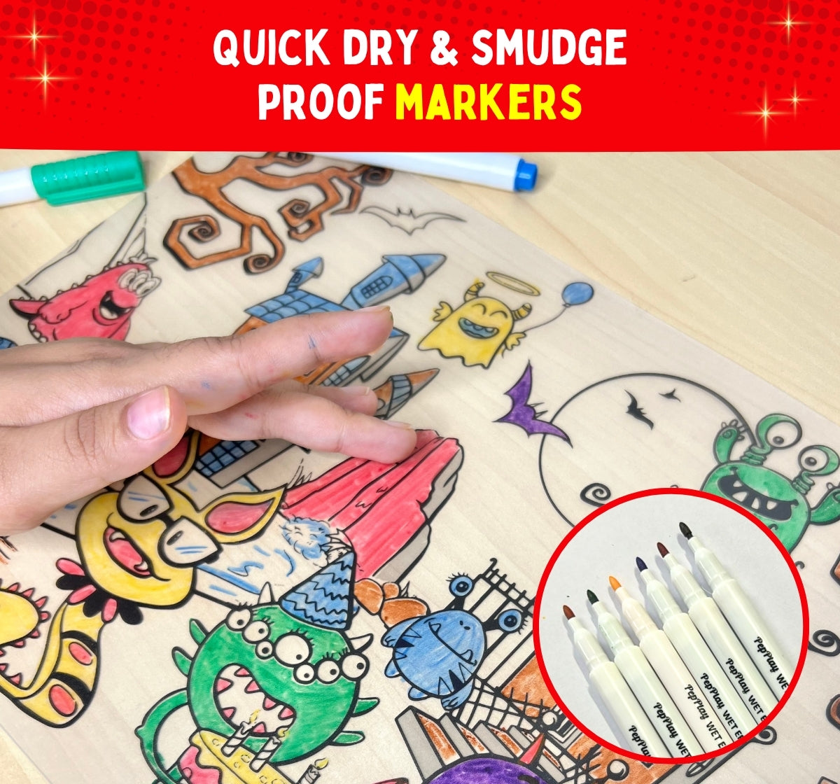 PEPPLAY RECOLOURABLES COLOUR & WIPE PLACEMATS - SUPER POWER