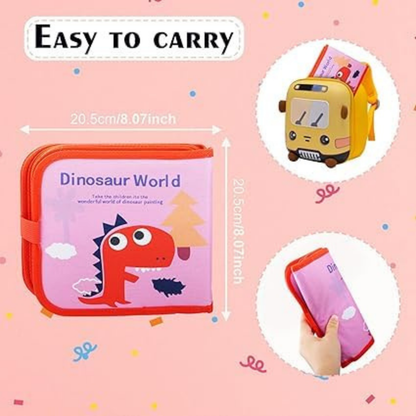 Dinosaur Drawing Board for Kids – Reusable Pages with 12 Colored Pens