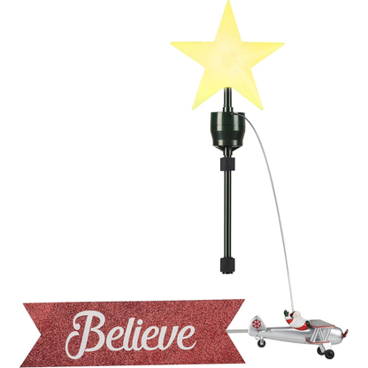 Mr. Christmas  Animated Biplane Tree Topper with Banner